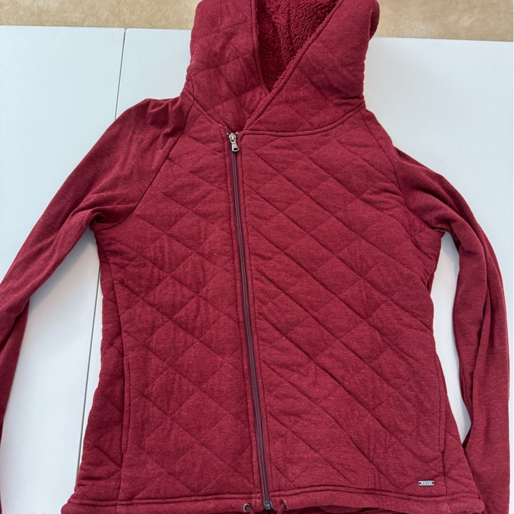 UGG Quilted Red Hoodie with Soft Sleeves Zip Up jacket